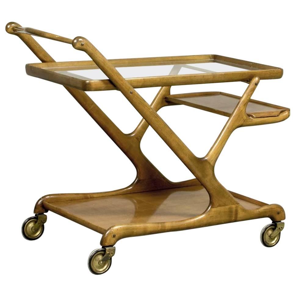 Mid-Century Walnut Bar Trolley by Cesare Lacca for Cassina