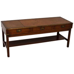 Large Antique Campaign Style Mahogany Coffee Table