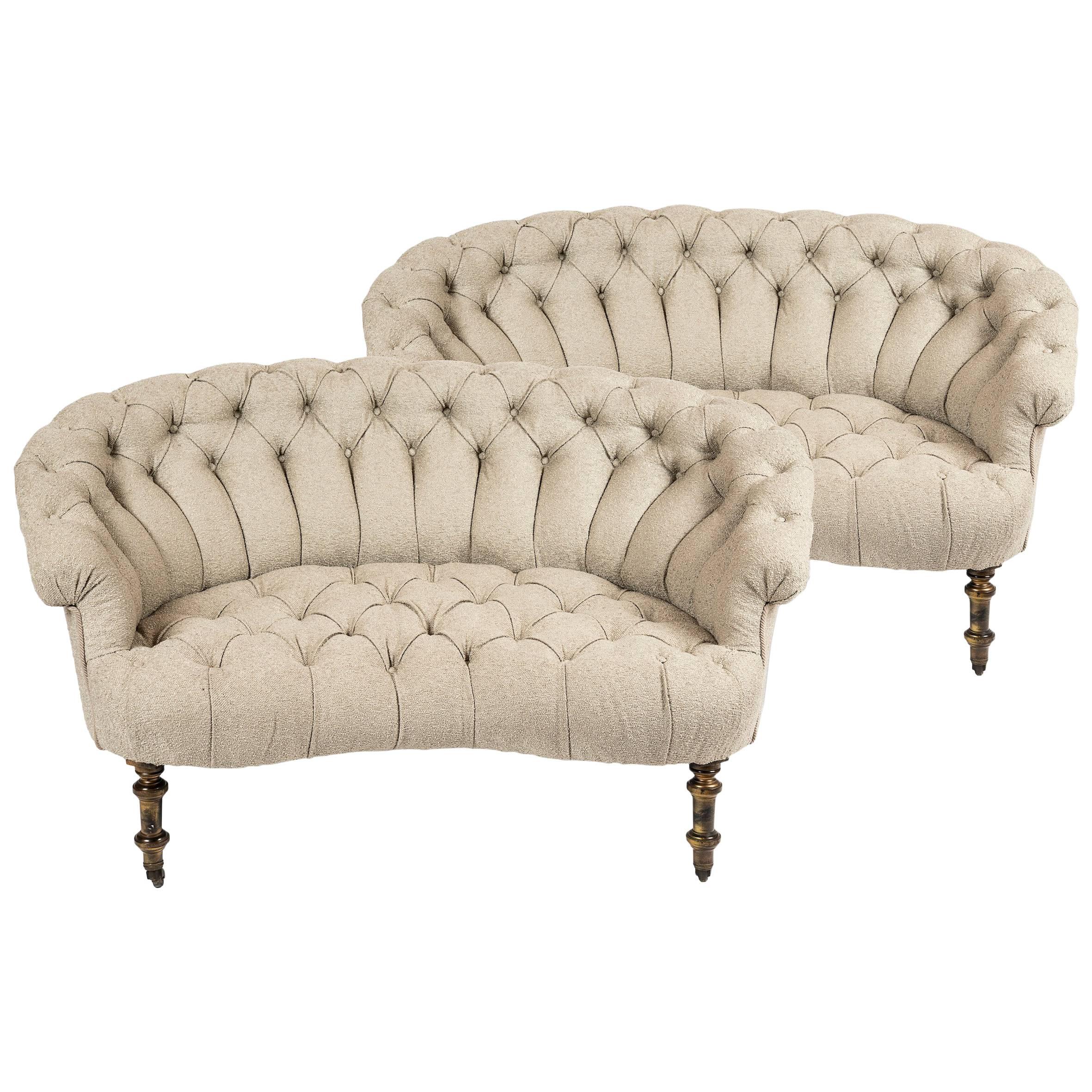 Pair of Napoleon III Padded Sofas For Sale