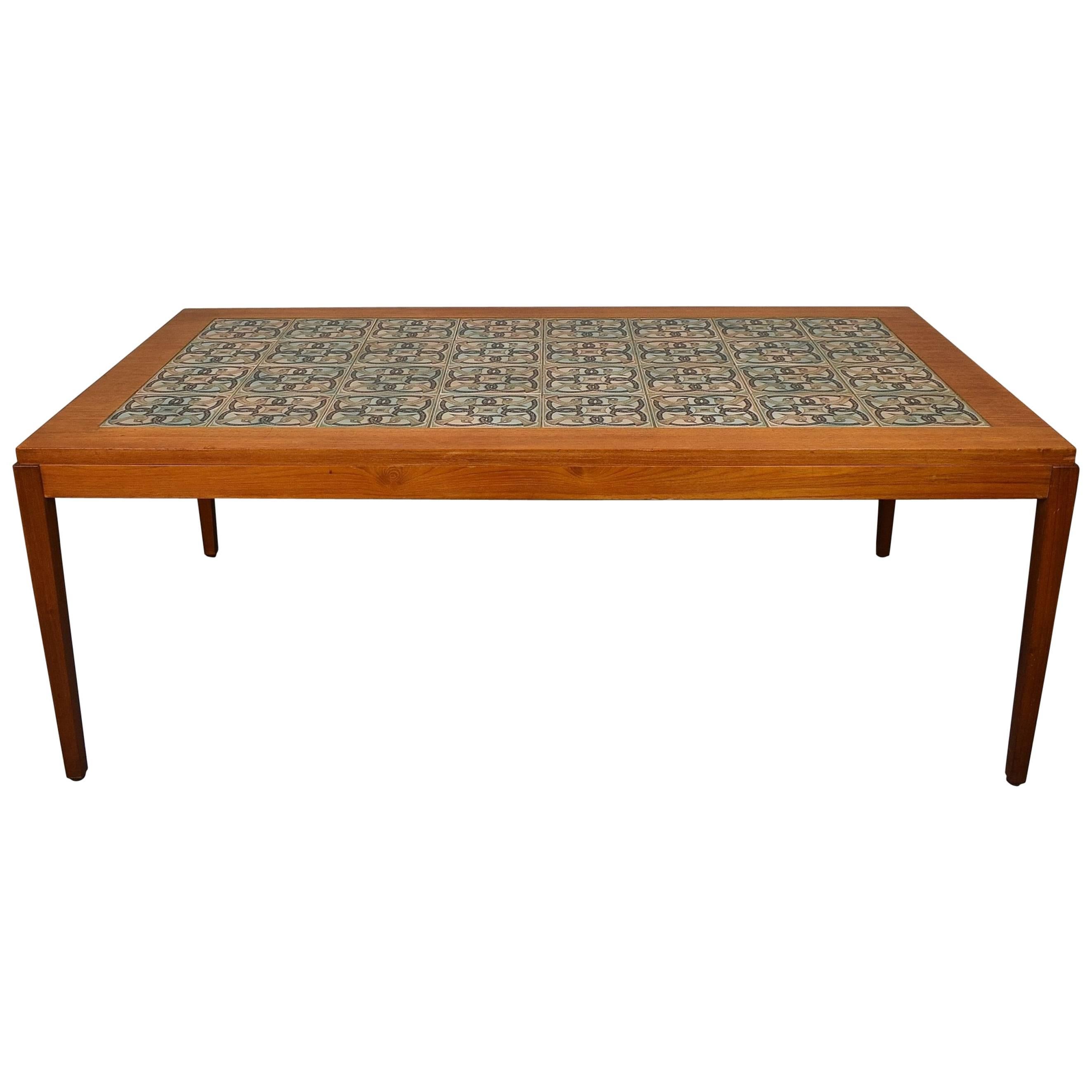 Mid-Century Retro Danish Teak Tile Top Coffee Table by Haslev & Royal Copenhagen For Sale