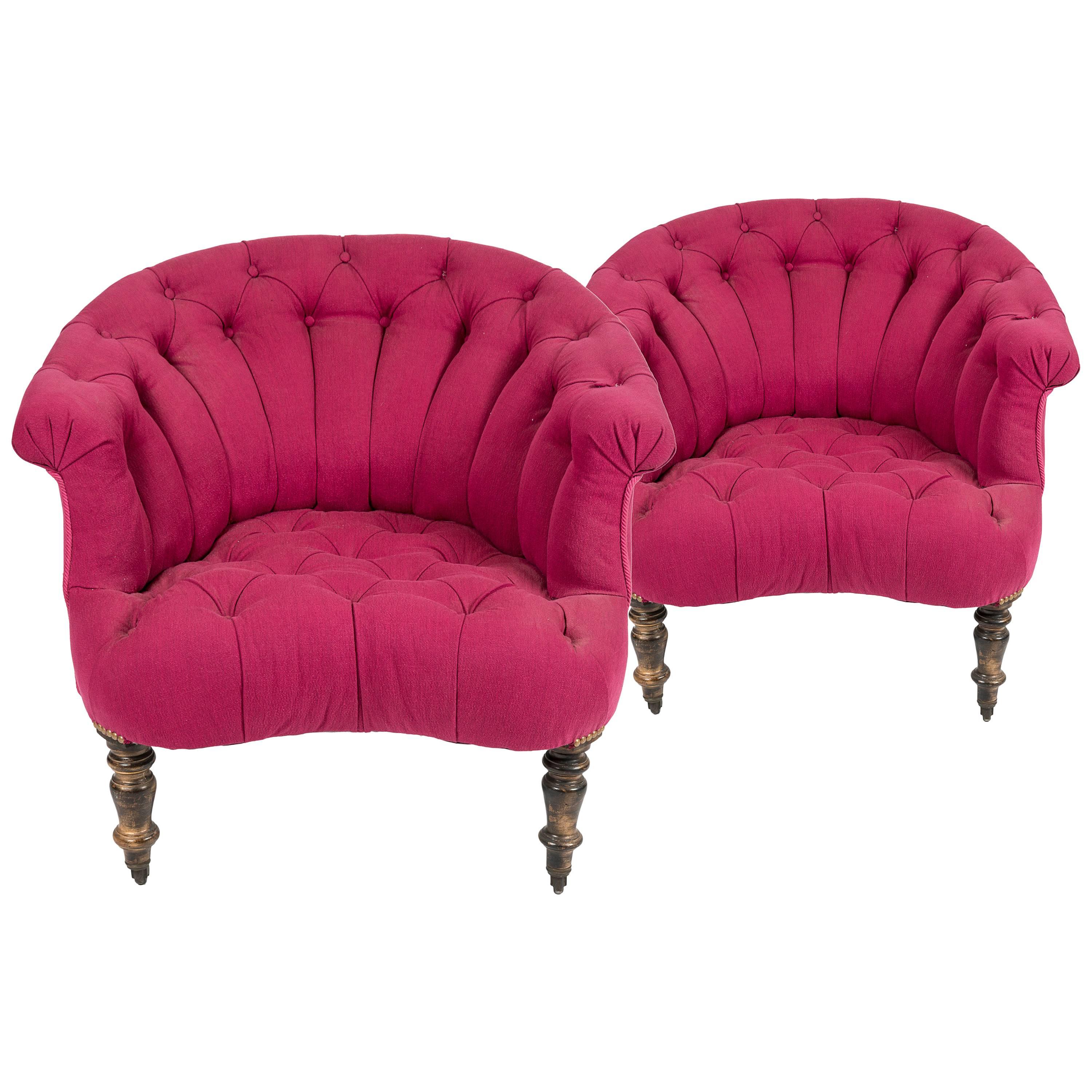 Pair of Napoleon III Padded Armchairs For Sale
