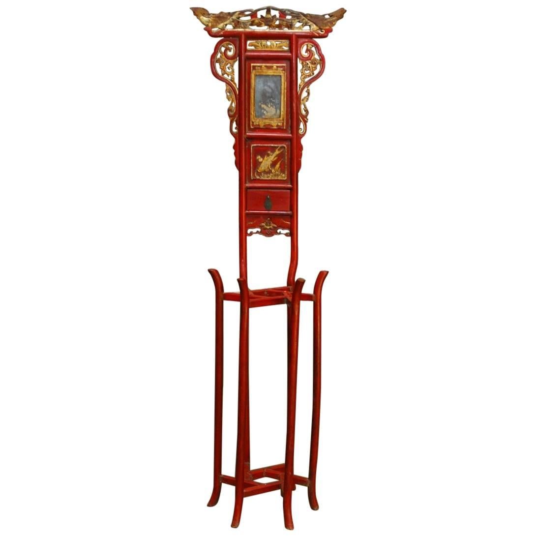 Chinese Red Lacquer and Parcel-Gilt Washstand