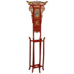 Antique Chinese Red Lacquer and Parcel-Gilt Washstand