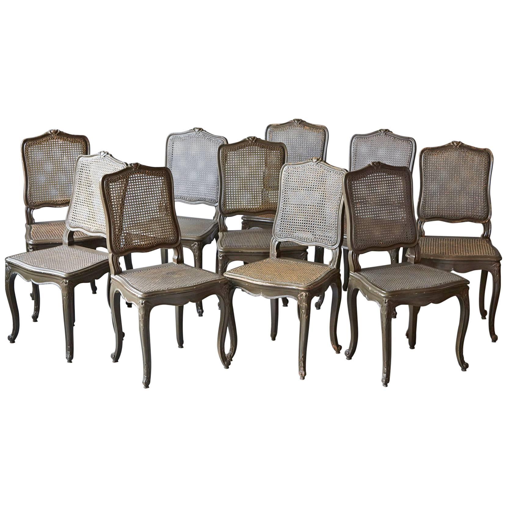 Set of Ten Early 20th Century French Provincial Country Style Dining Chairs