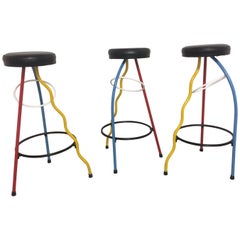 Set of Three "Duplex" Bar Stool by Javier Mariscal