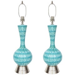 Italian Blue Drip Glazed Ceramic Lamps