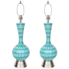 Italian Blue Drip Glazed Ceramic Lamps