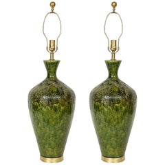 Italian Emerald Green Ceramic Lamps