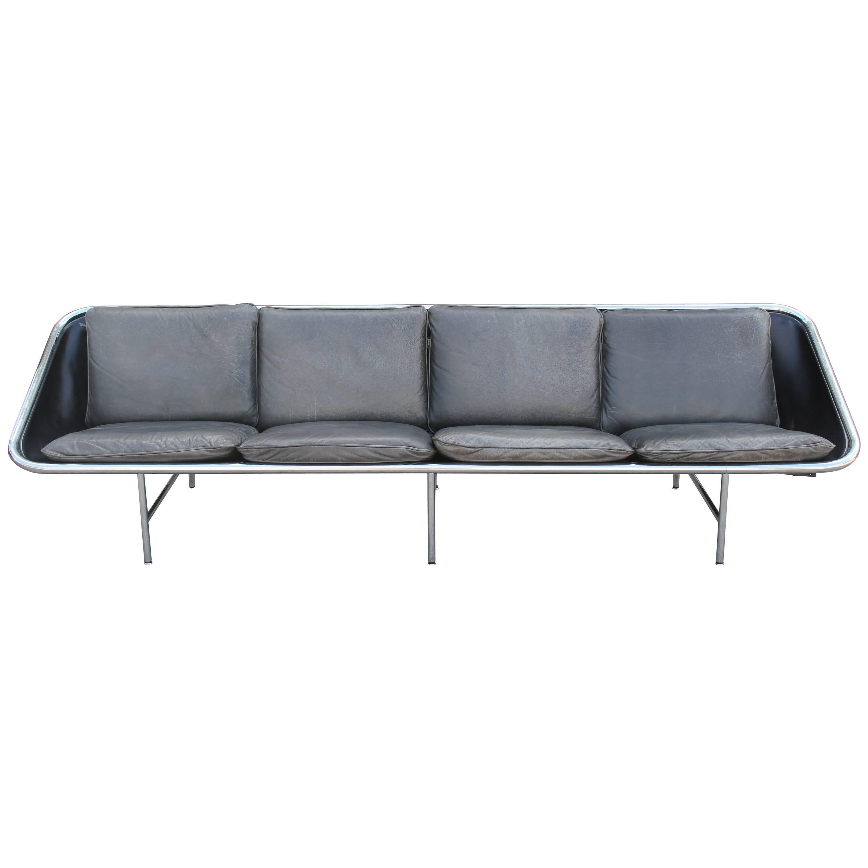 Modern George Nelson for Herman Miller IBM Chrome and Leather Sling Sofa