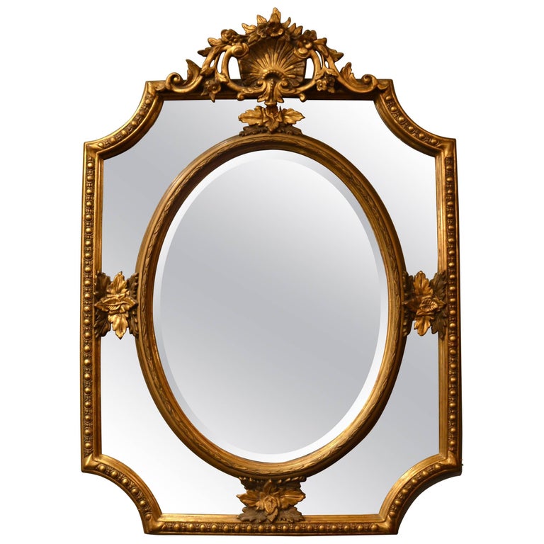 Large Antique French Gold Gilt Mirror at 1stdibs