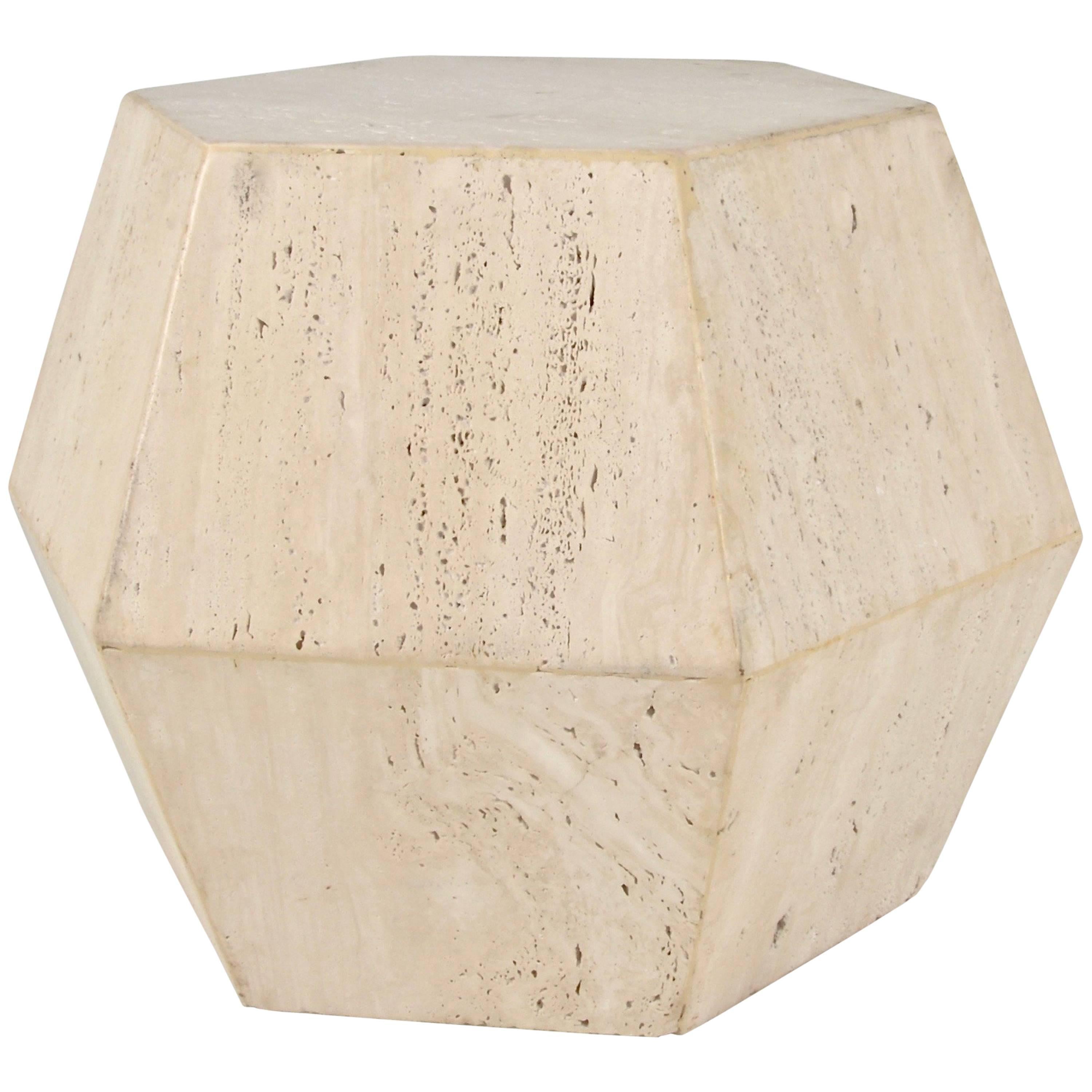 Travertine Marble Polygon Cocktail Table