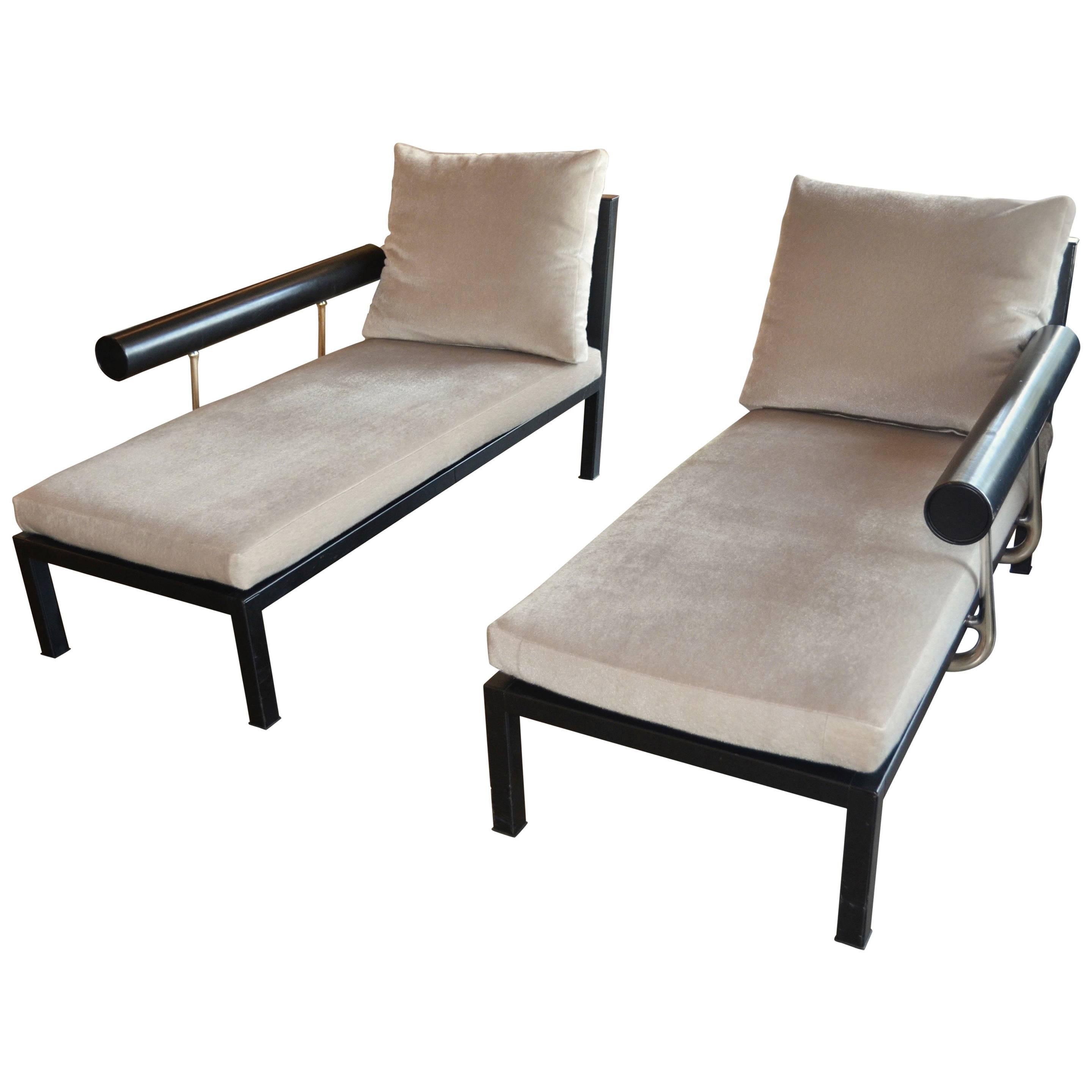 Antonio Citterio for B&B Italia Chaises in Leather and Mohair, One Available 