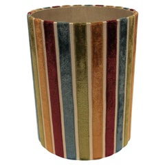 Velvet Striped Wastebasket or Trash Can