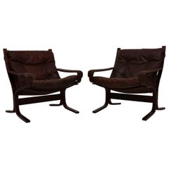 Pair of Vintage Leather Siesta Armchairs by Ingmar Relling