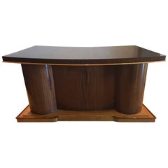 Jacques Adnet attributed Rosewood, Mahogany and Fruitwood Desk, France