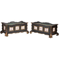 Pair of Mid-19th Century Painted Finish Walnut Jardinières