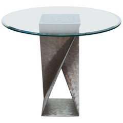 Modern Engine Turned Stainless Steel Center Table