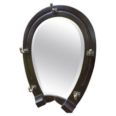 Antique Oak Horse Shoe Shaped Wall Mirror