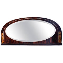 Vintage Art Deco Inlaid Macassar Ebony Overmantel Mirror