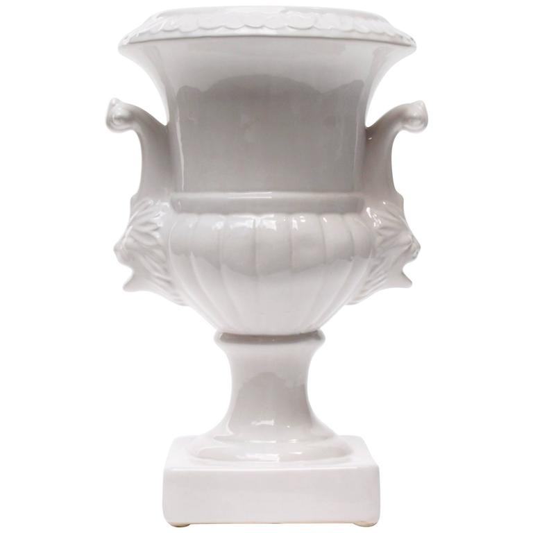 Large Classical White Glazed Ceramic Urn at 1stdibs