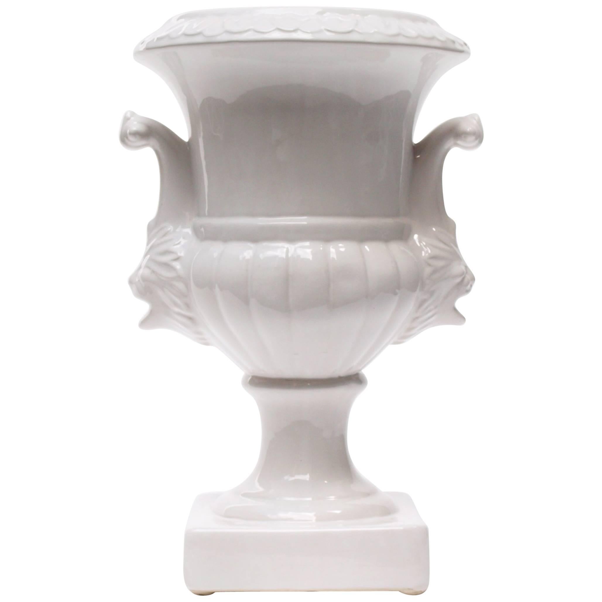 Large Classical White Glazed Ceramic Urn