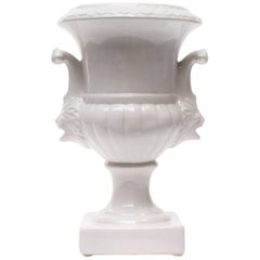 Vintage Large Classical White Glazed Ceramic Urn