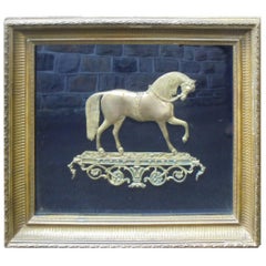 Unusual Cased Gilt Bronze Plaque of Black Eagle Circus Horse