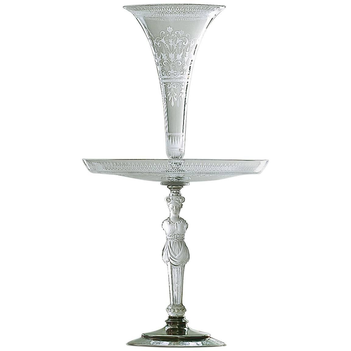 Baccarat Etched Crystal and Solid 833‰ Silver Figural Centrepiece, Holland For Sale