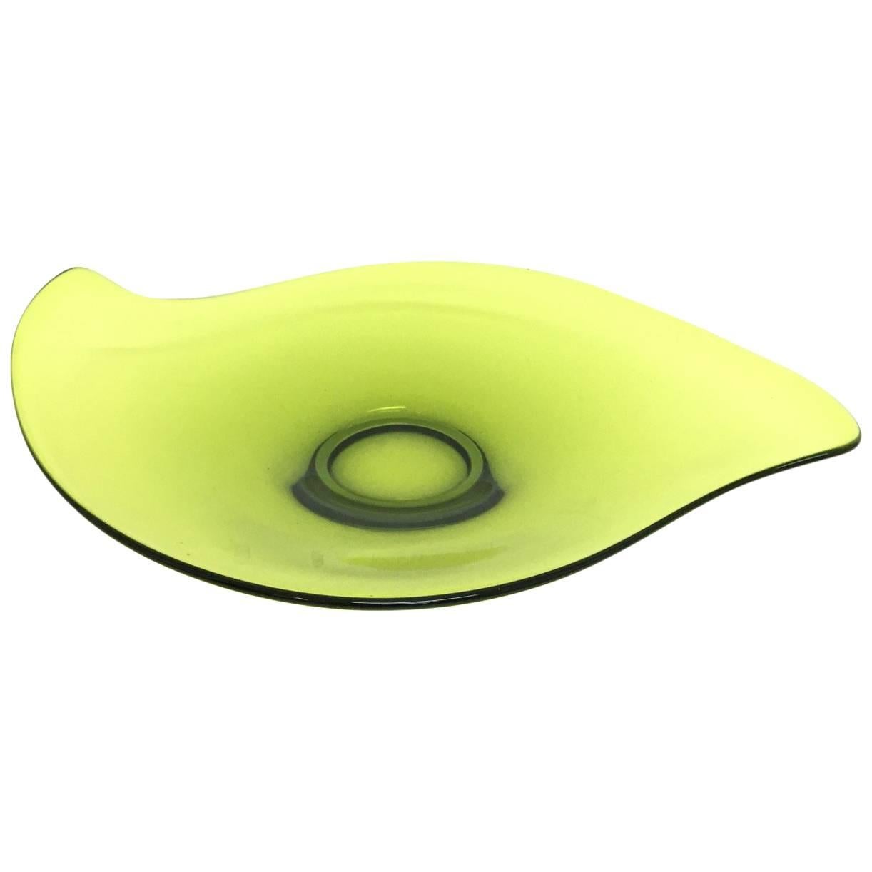  Midcentury Green Boomerang Platter 