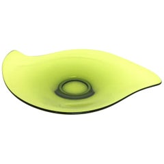  Midcentury Green Boomerang Platter 