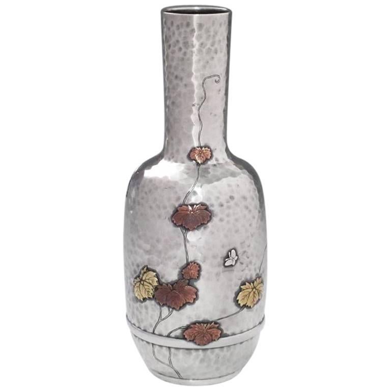 Tiffany & Co. Mixed-Metal Japonisme Vase For Sale