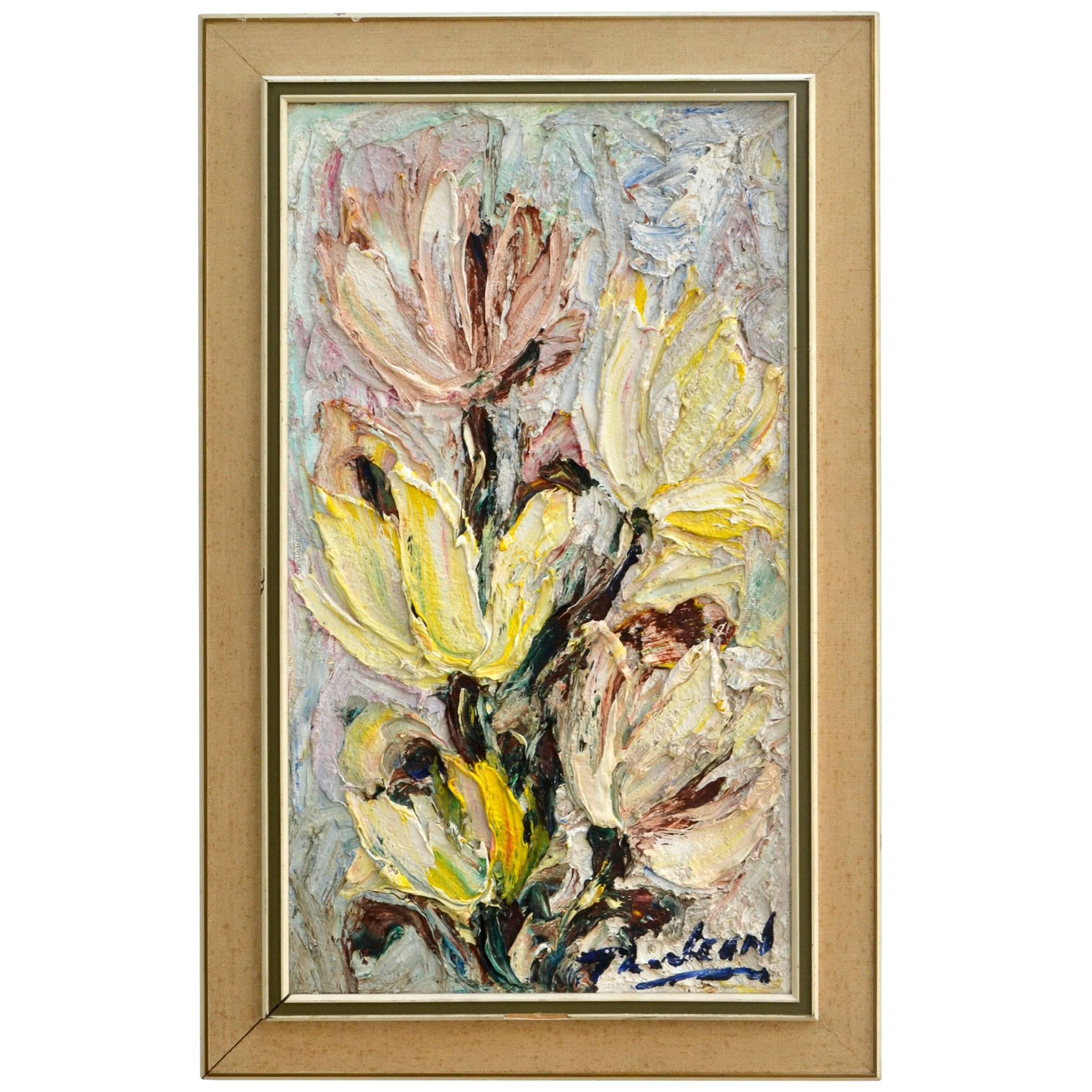 20th Century Expressionistic Still Life Painting of Dutch Tulips, Number One