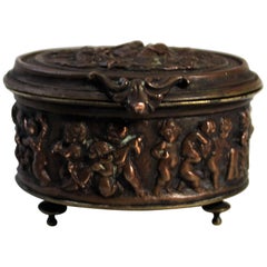 19th Century Bronze Decorative Box with Putti