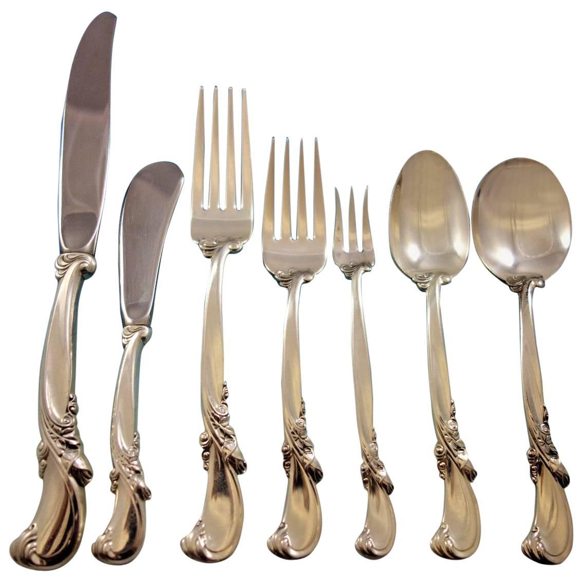 Waltz of Spring by Wallace Sterling Silver Flatware Set 12 Service 89 Pieces For Sale