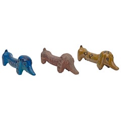 Vintage Bitossi Handcrafted Ceramic Dachshunds by Aldo Londi, Italy, 1960s