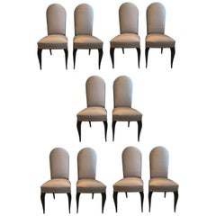 Set of Ten Late Art Deco Dark Mahogany Dining Chairs, Dominique 9
