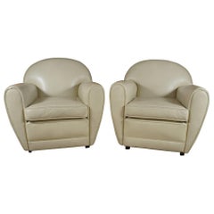 Pair of Leather Club Chairs 3
