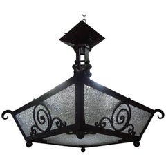 French Art Deco Hand Forged Wrought Iron Chandelier 6