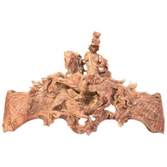 French Rococo Carving of St George and the Dragon, Large-Scale