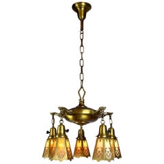 Five-Light Pan Fixture with Cut-Out Shades