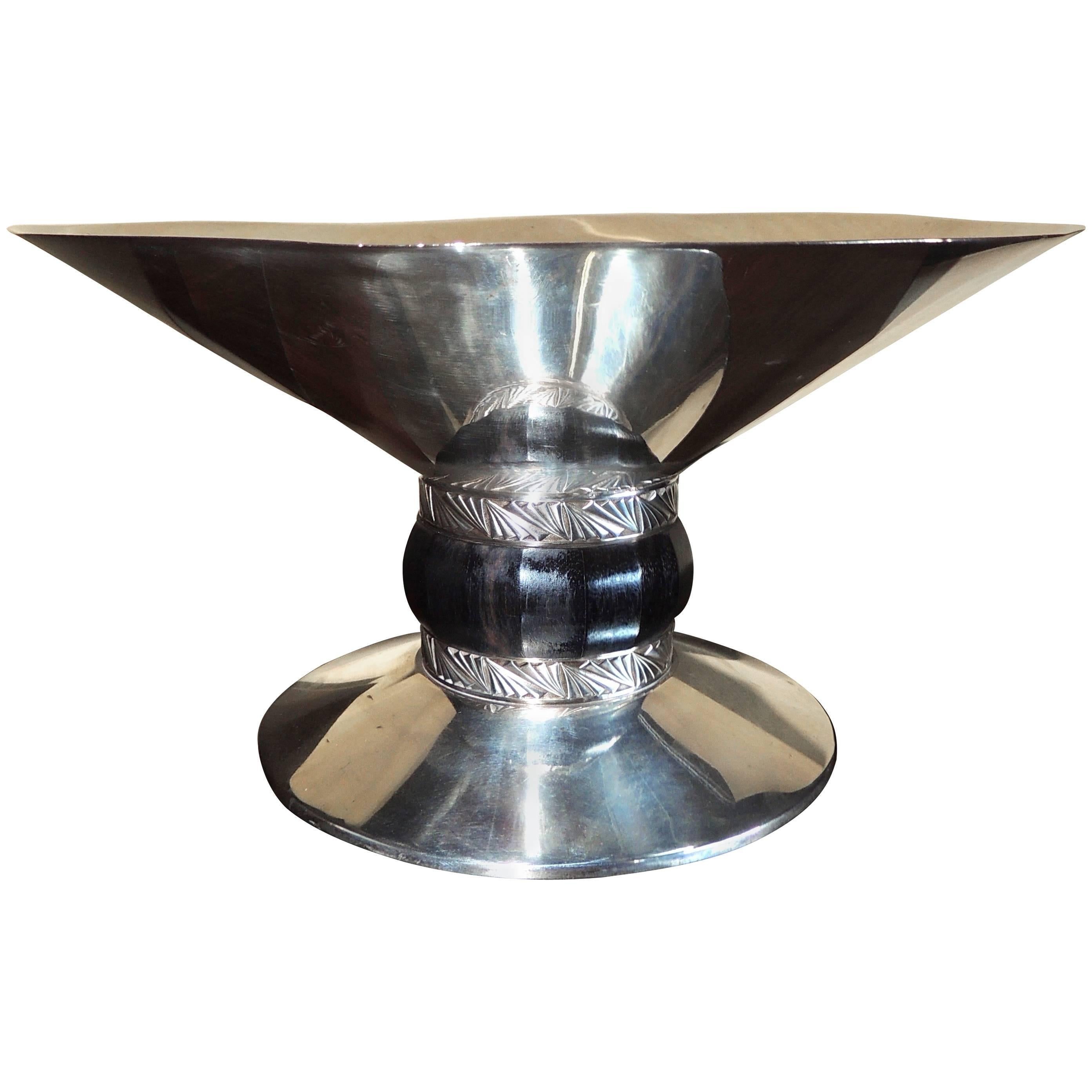 Art Deco Silver Compote with Ebony Detail