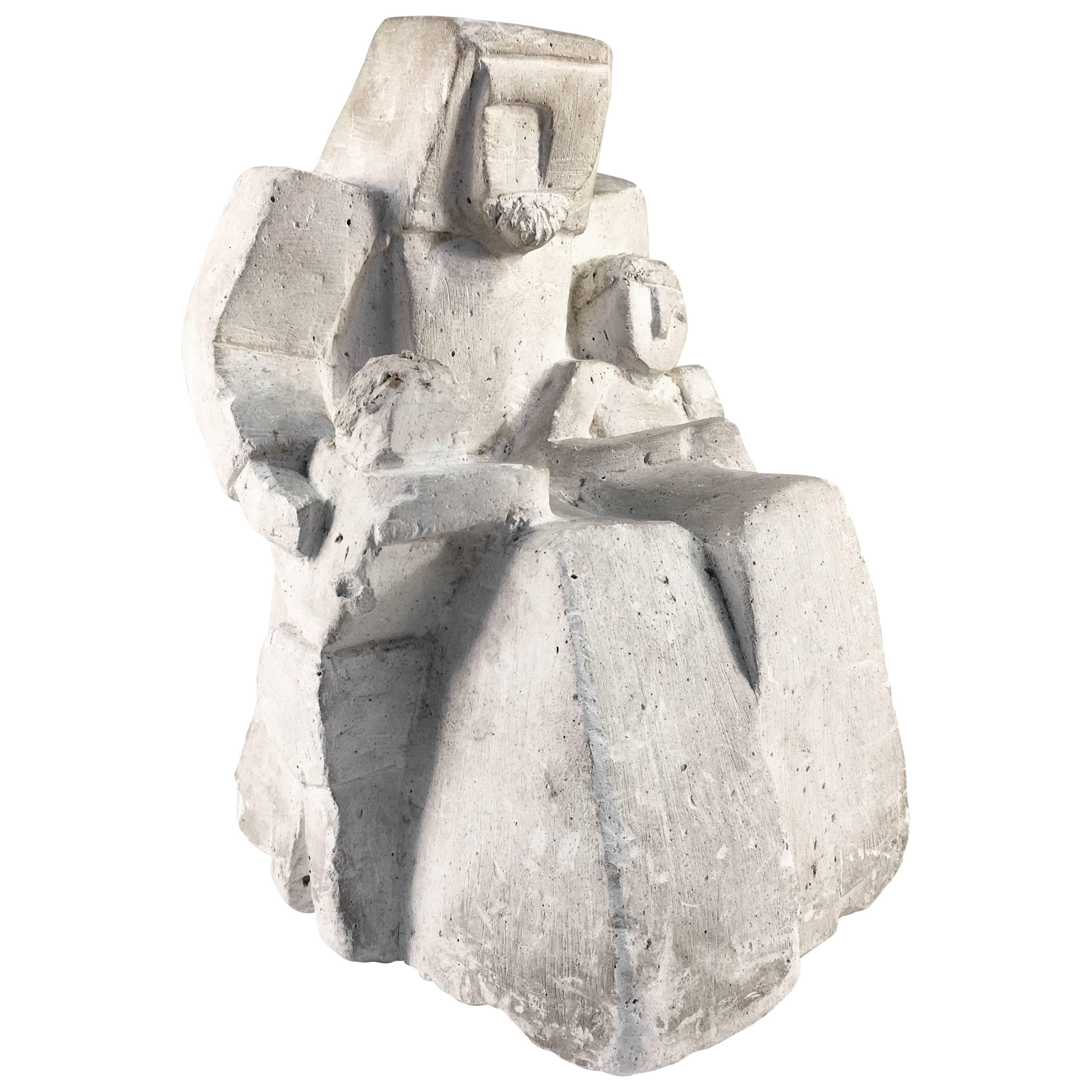 Cubist Figural Sculpture in Chalk