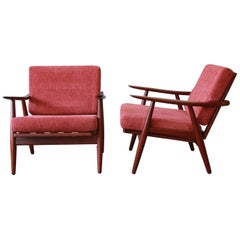 Hans J. Wegner GE-270 Teak Lounge Chairs, 1950s