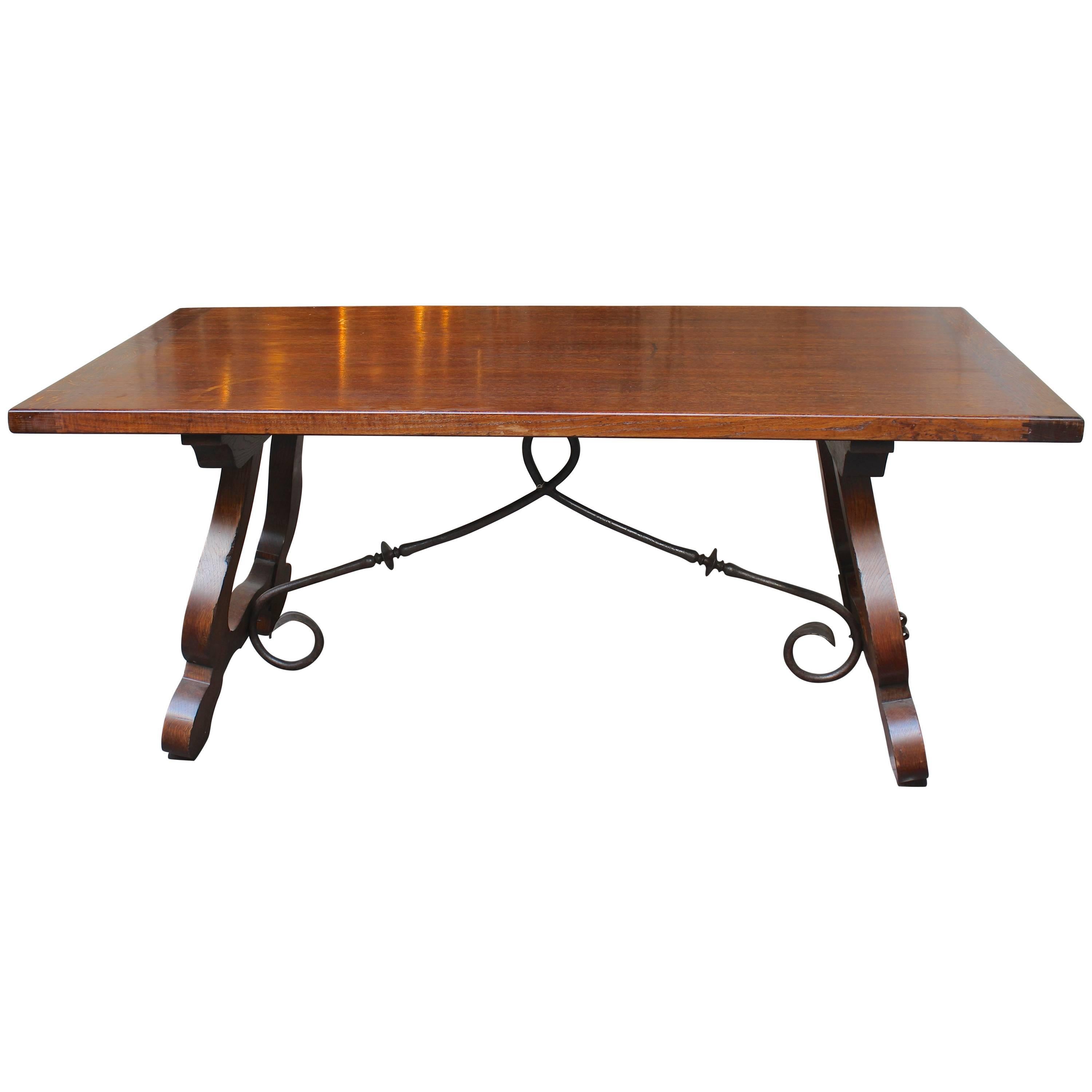Antique French Gentlemen's Table from San Tropez with Original Ironwork