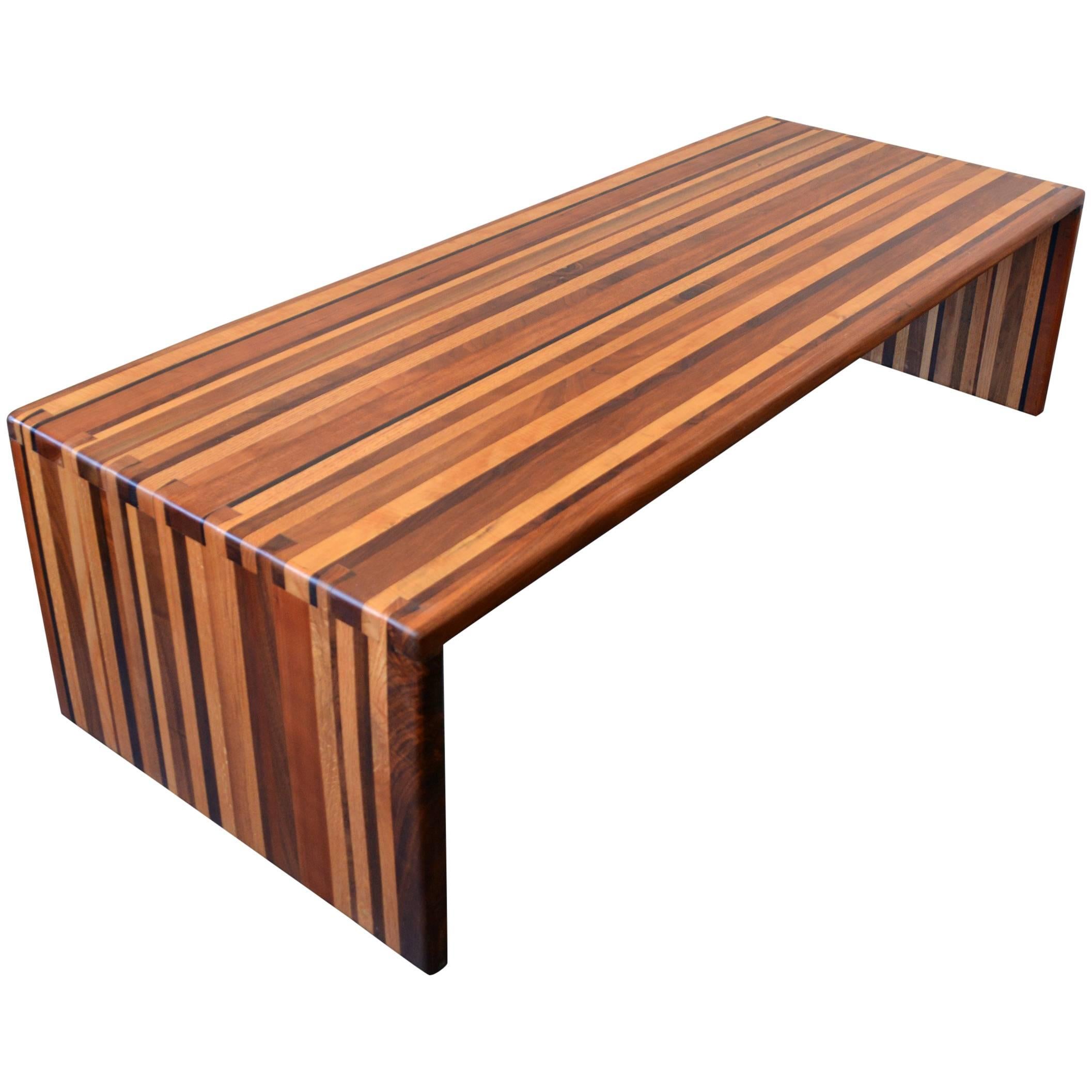 Table basse ou banc en bois mixtes stratifié California Craft Studio en vente