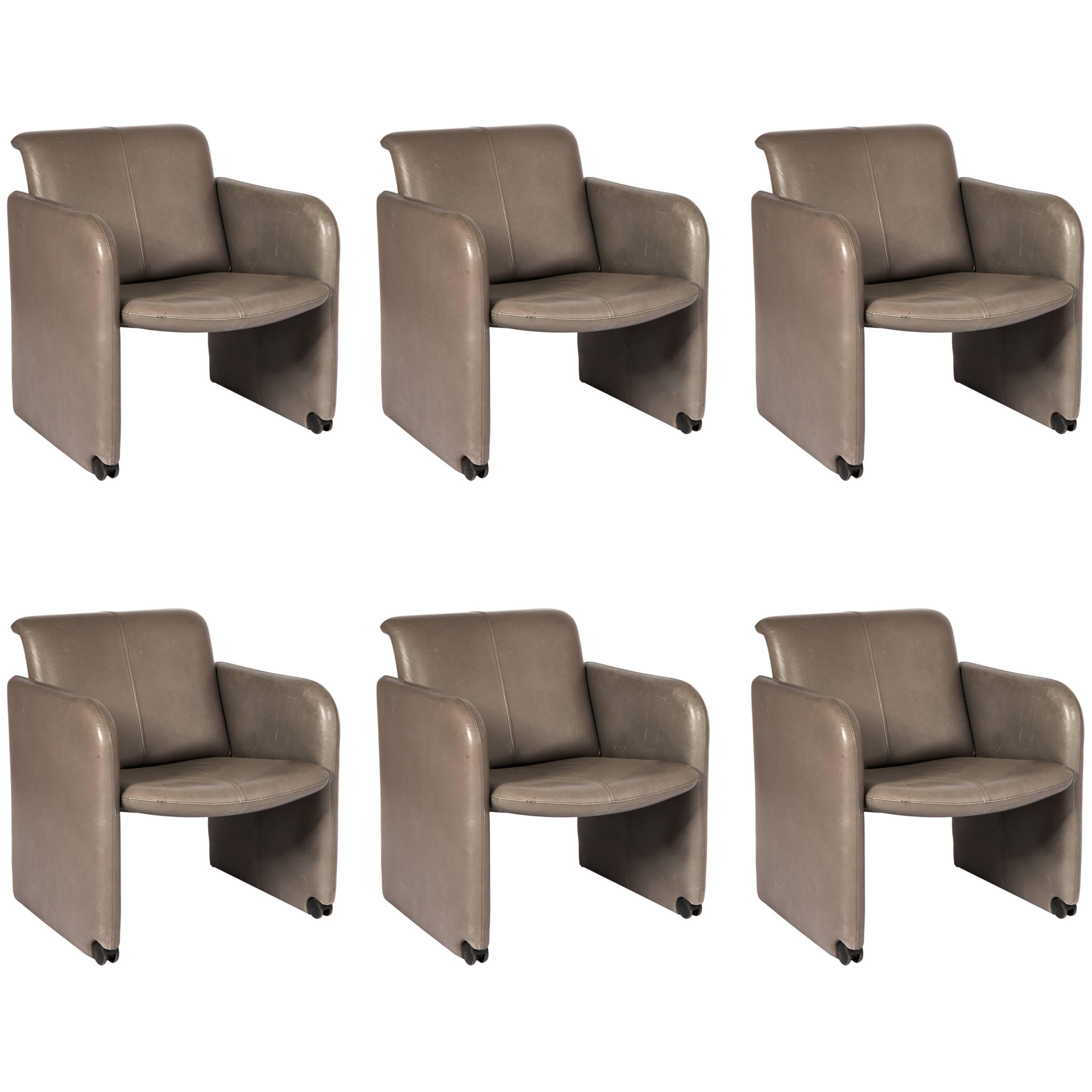 Set of Six COR Leather Armchairs