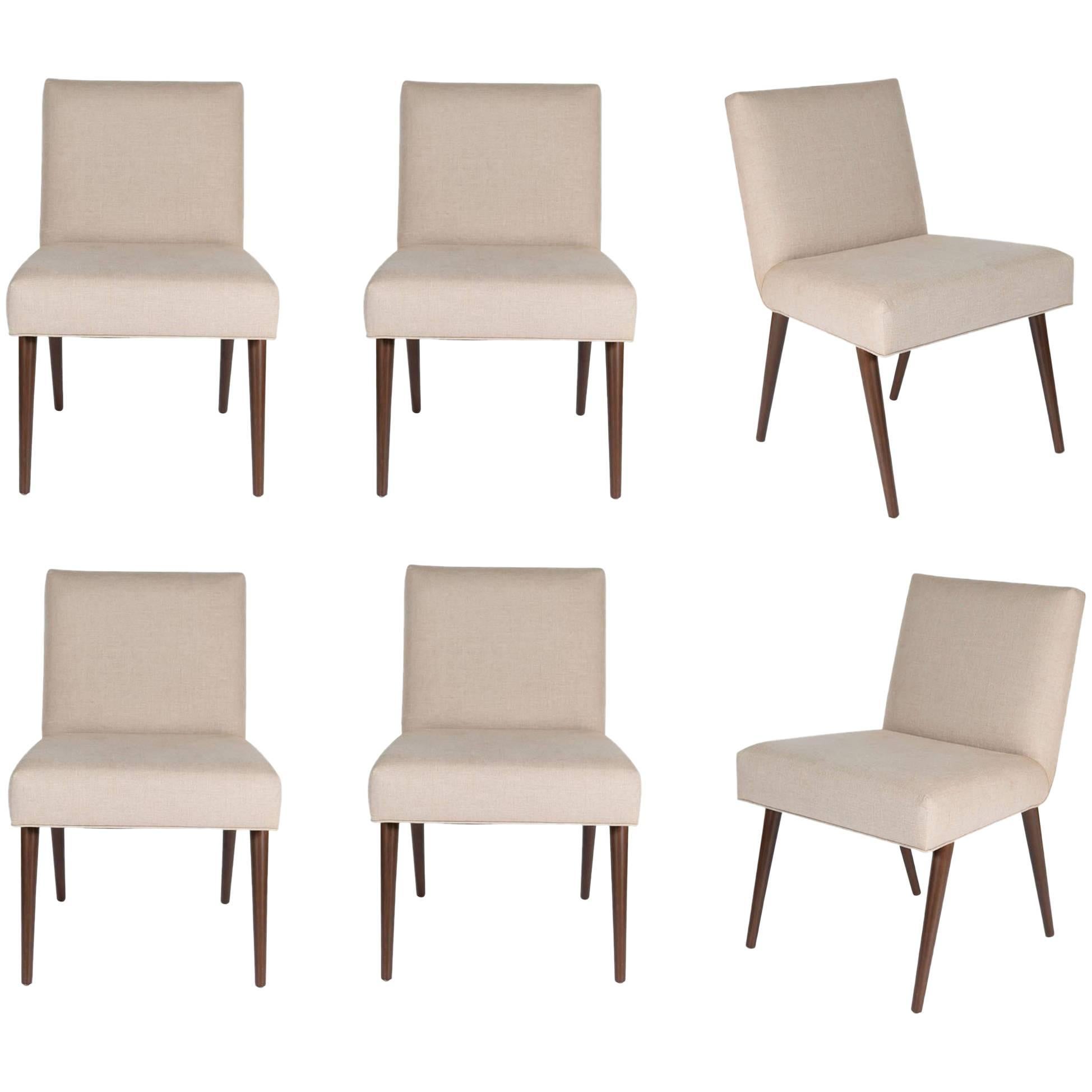 Set of Six Sheppard Dowel Leg Side Dining Chairs For Sale