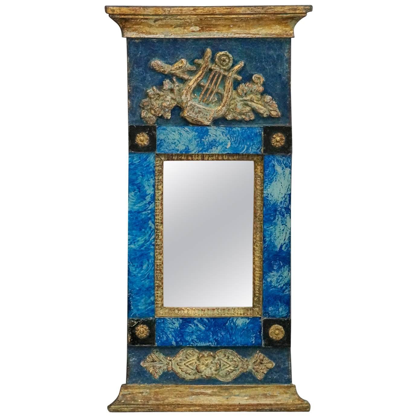 Period Swedish Mirror with Reverse Painted Glass