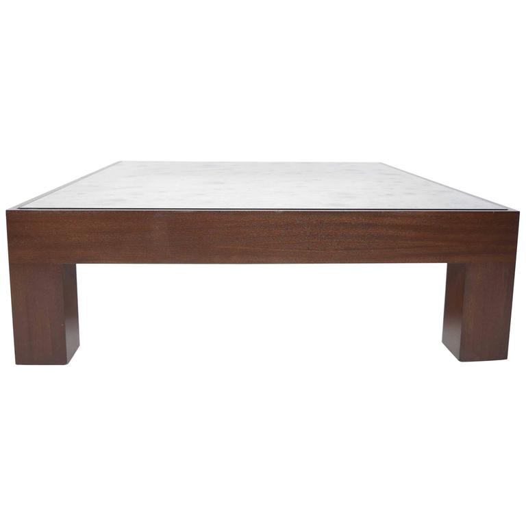 Large Coffee Table With Chunky Wood Bse And Mirrored Top For At Large Coffee Table With Chunky Wood Bse And Mirrored Top For
