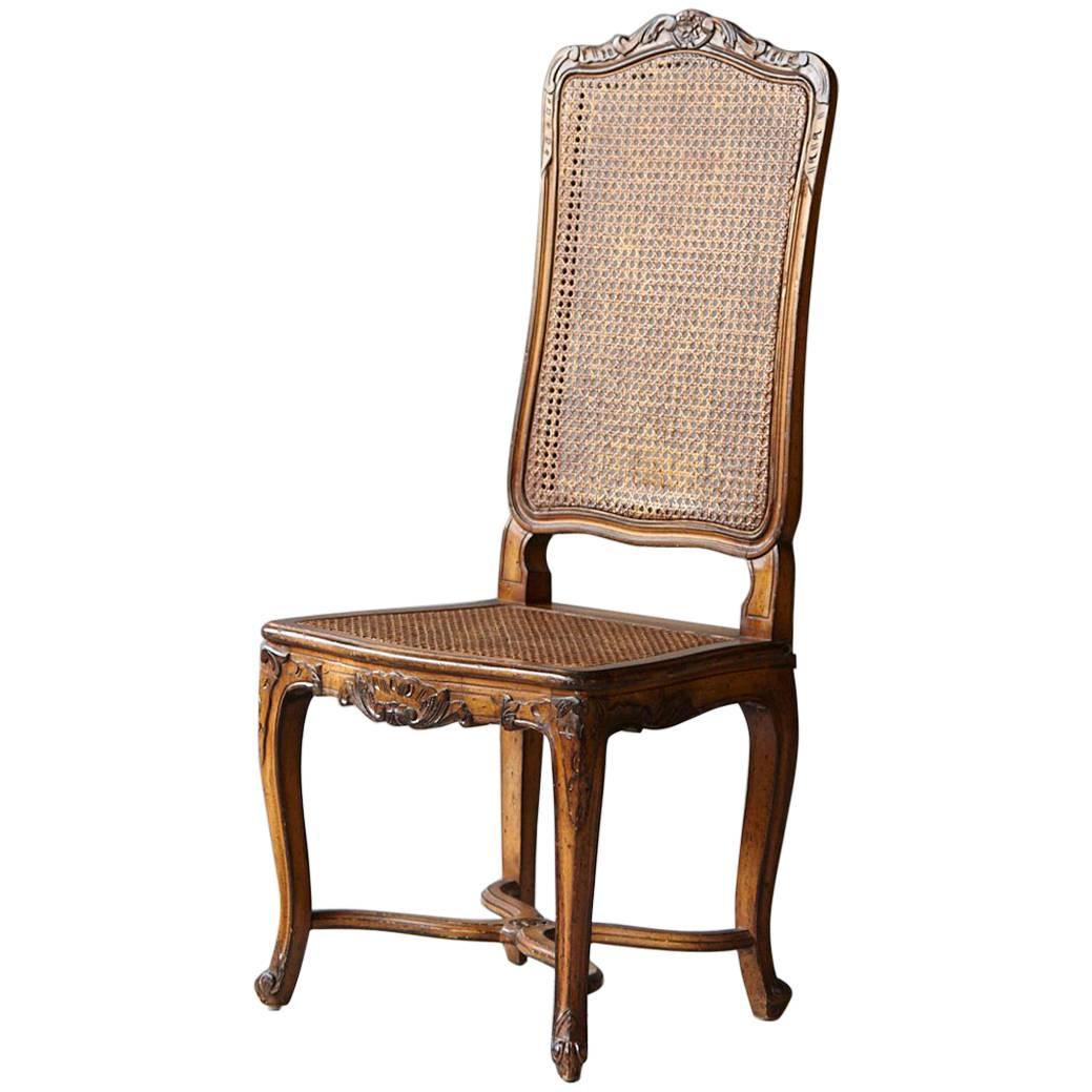 19th Century Louis XV Style Caned High Back Wood Chaise